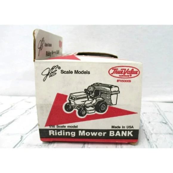 Vintage 1/16 Lawn Chief True Value Hardware Steerable Riding Mower Bank Die Cast - Picture 5 of 6